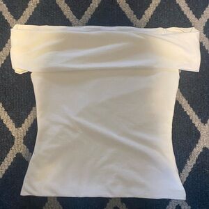Aritzia Contour Off-Shoulder Fold-over Cream Blouse